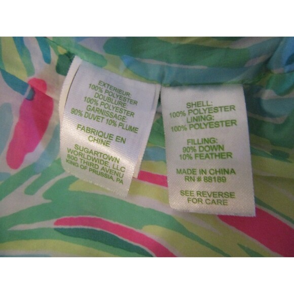 Lilly Pulitzer Isabelle Down Puffer Vest Womens Black Jacket Tropical Lining XS - Picture 13 of 14